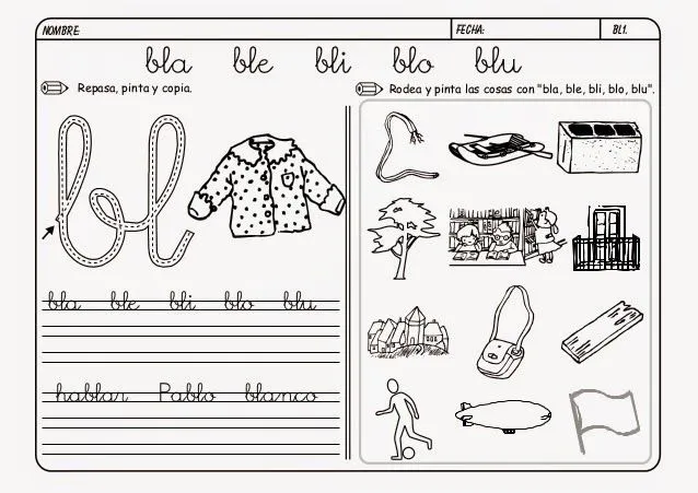 Palabras e Imágenes con Bla, Ble, Bli, Blo, Blu | Para niños Palabras e Imágenes con Bla, Ble, Bli, Blo, Blu | Para niños