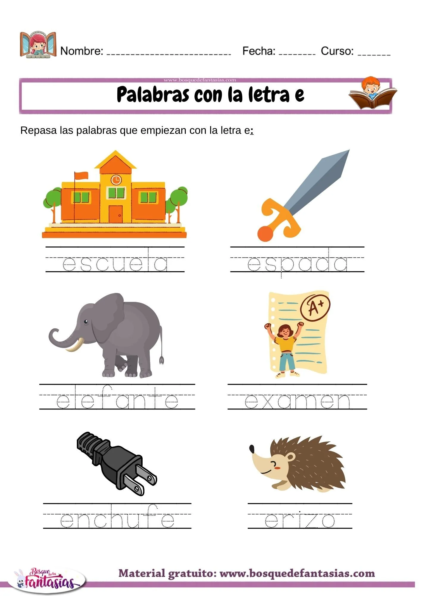 Palabras con la letra E : Actividades y ejemplos para niños Palabras con la letra E : Actividades y ejemplos para niños