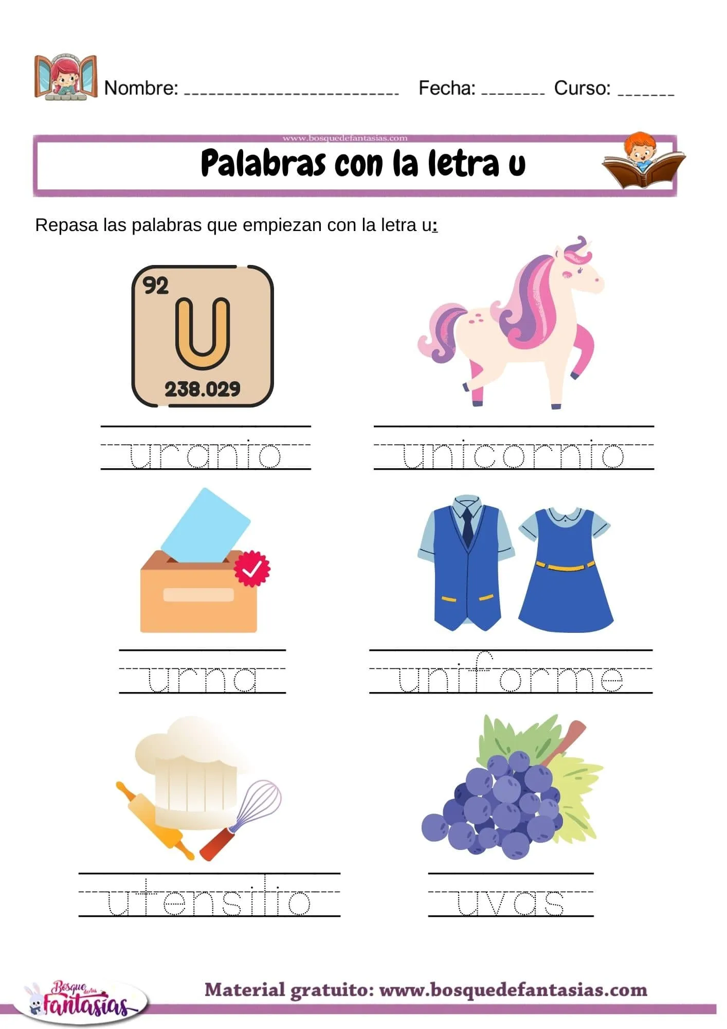 Palabras con la letra U : Actividades y ejemplos para niños Palabras con la letra U : Actividades y ejemplos para niños