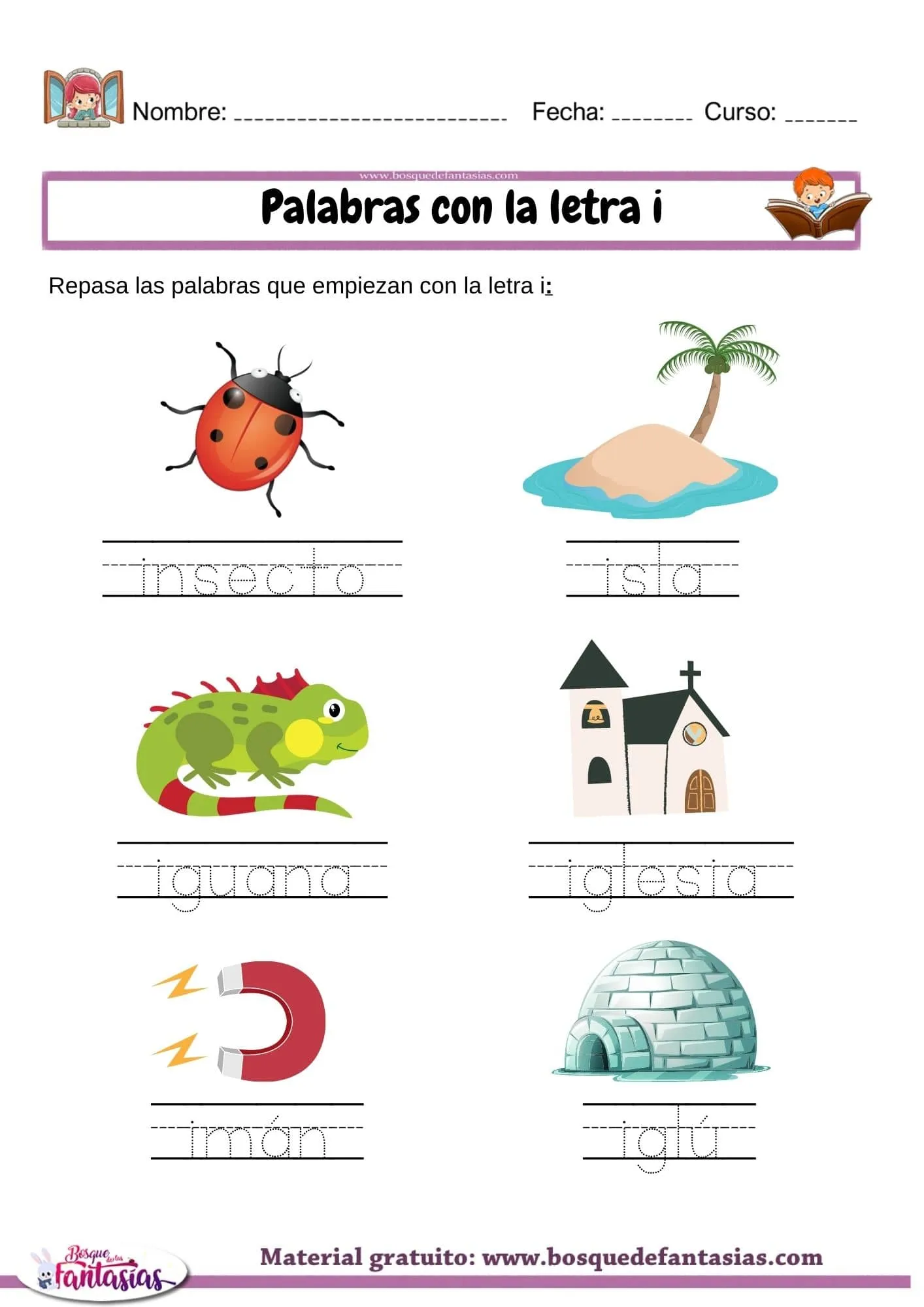 Palabras con la letra I : Actividades y ejemplos para niños