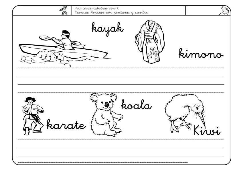 palabras con la letra k Colouring Pages