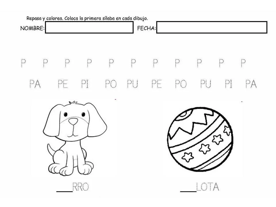 PALABRAS CON LETRA P Colouring Pages