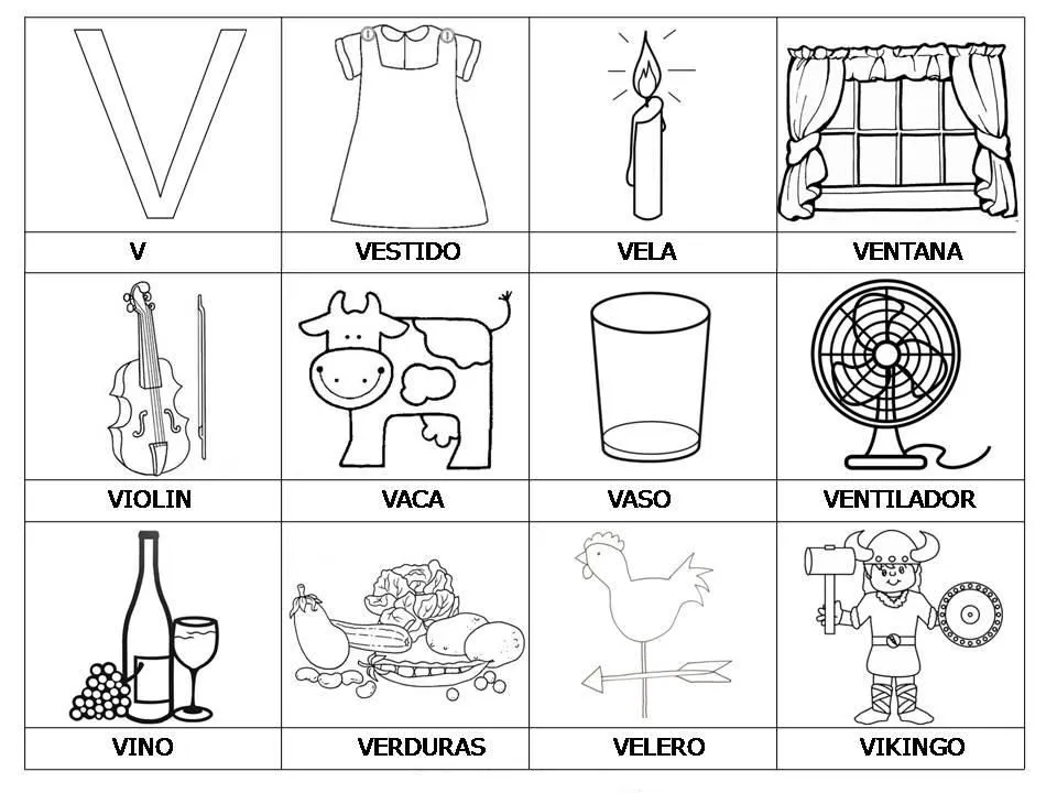 Laminas con dibujos para aprender palabras y colorear con letra o ... Laminas con dibujos para aprender palabras y colorear con letra o ...