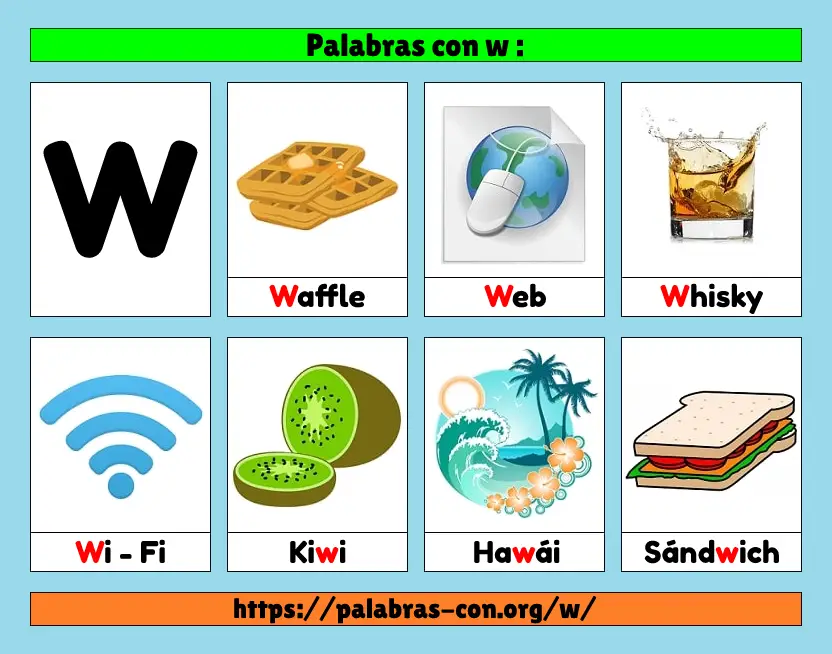 Palabras con w / W ⭐️ Cosas | Objetos | Animales ⭐️ Letra w