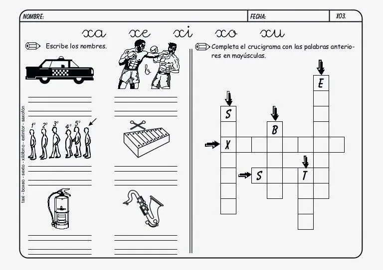 Palabras con xa xe xi xo xu - Para niños