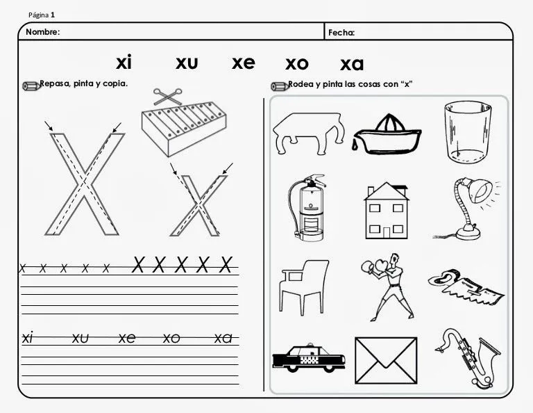 Palabras con xa xe xi xo xu - Para niños