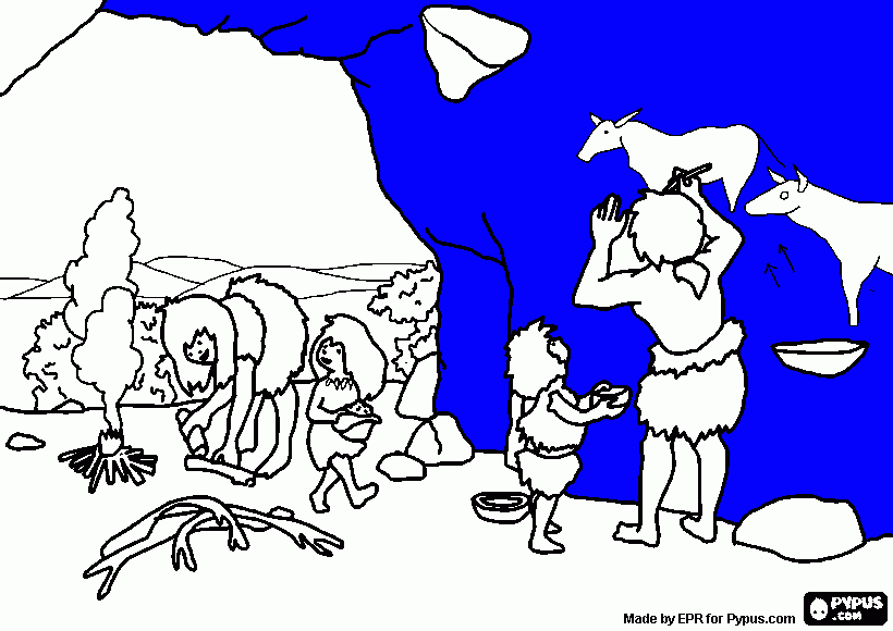 paleolitico para colorear, paleolitico para imprimir