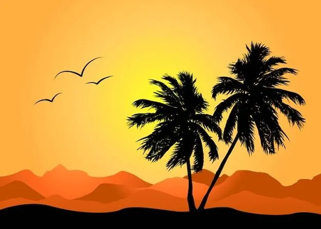 Palmeras en un paisaje de verano | Descargar Vectores gratis Palmeras en un paisaje de verano | Descargar Vectores gratis