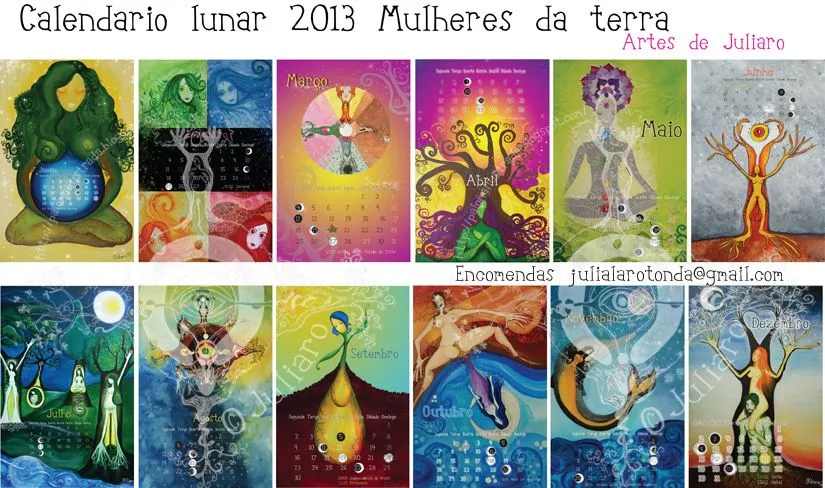Paloma ilustrada: Calendario lunar 2013 - Mulheres da terra Paloma ilustrada: Calendario lunar 2013 - Mulheres da terra