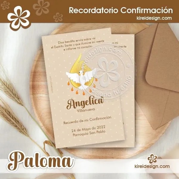 Paloma: Recordatorio Confirmación | kireidesign Paloma: Recordatorio Confirmación | kireidesign