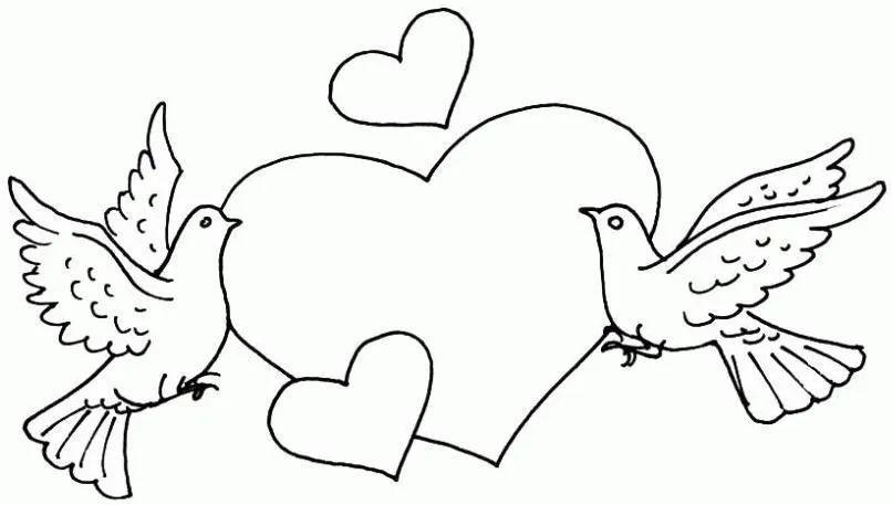 Imagenes de 2 palomas para colorear para matrimonio - Imagui