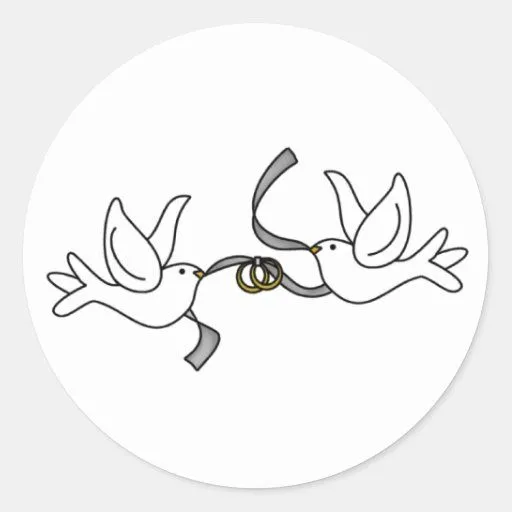 Palomas del boda con el pegatina de los anillos | Zazzle Palomas del boda con el pegatina de los anillos | Zazzle
