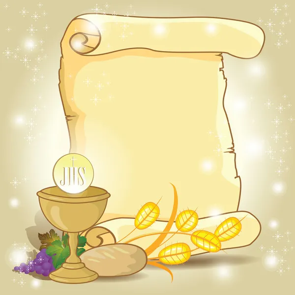 pan y el vino de la comunión — Vector stock © iostephy #46349387