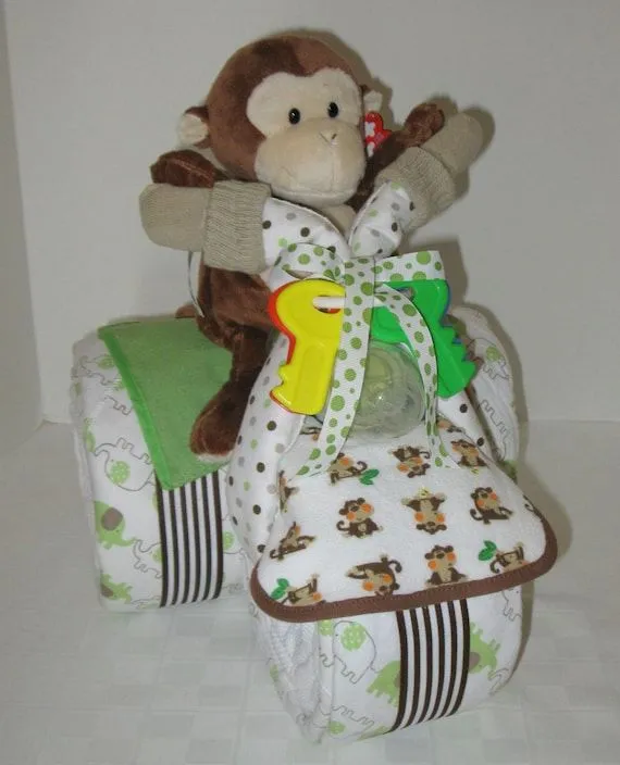 Pañal Cake triciclo Trike regalo selva mono por arizonababycakes