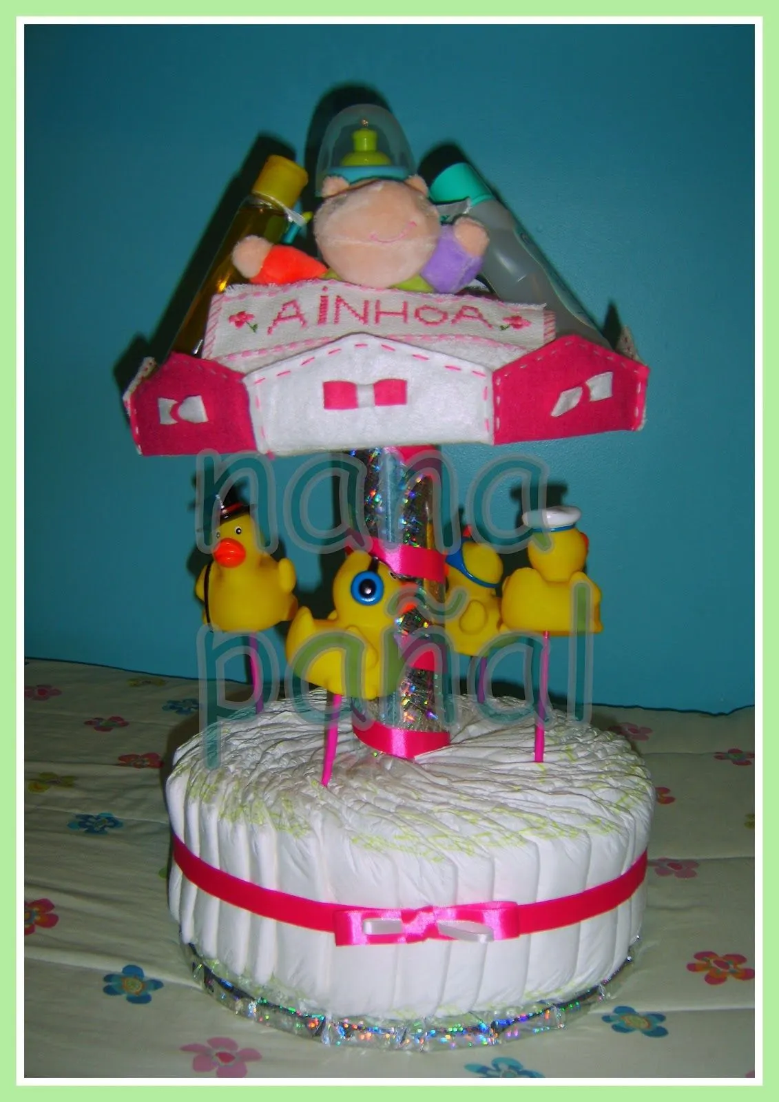 PAÑALES PARA REGALAR: Tiovivo de pañales para Ainhoa PAÑALES PARA REGALAR: Tiovivo de pañales para Ainhoa
