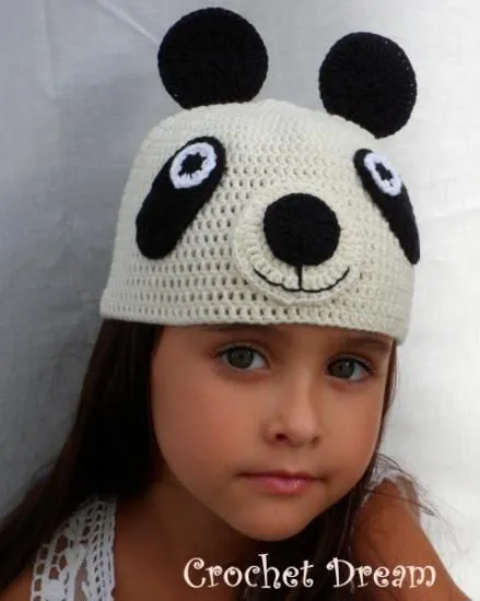 panda , gorro para niña tejido a crochet - artesanum com ... panda , gorro para niña tejido a crochet - artesanum com ...