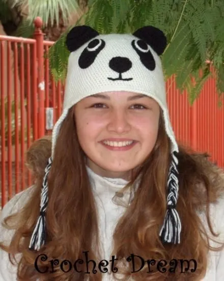 panda", gorro para niña tejido a crochet | Produtos que adoro ...