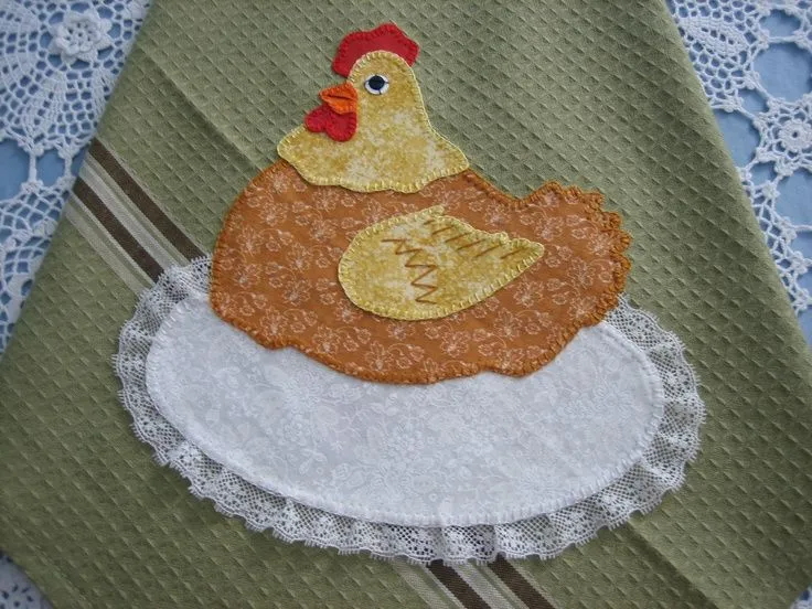 paño de cocina, gallina en patchwork | Mis manualidades | Pinterest