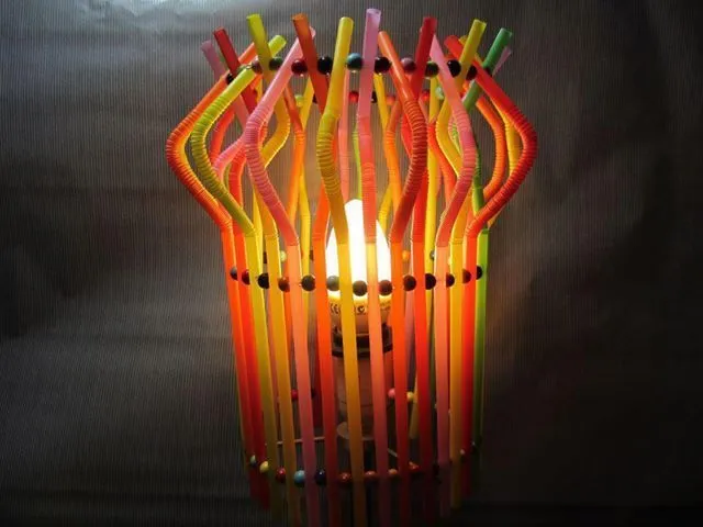 pantalla de lámpara con popotes | Buenas ideas | Pinterest