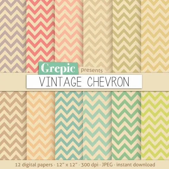 Papel digital Chevron: VINTAGE CHEVRON patrones antiguos por Grepic Papel digital Chevron: VINTAGE CHEVRON patrones antiguos por Grepic