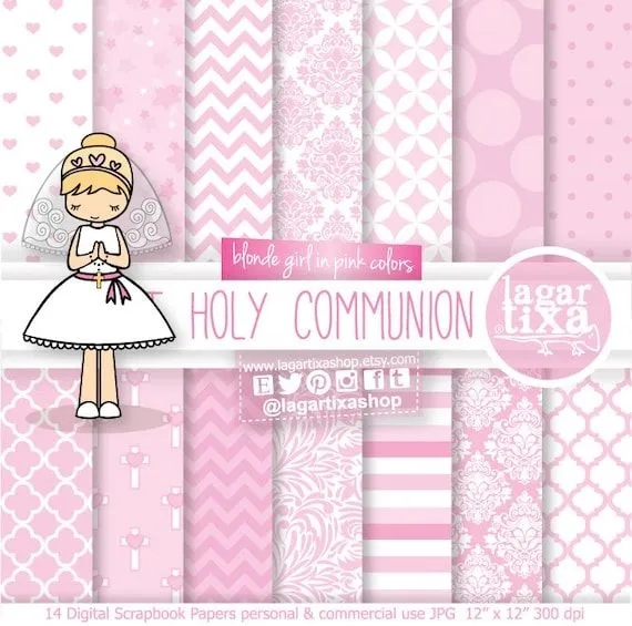 Papel Digital y Clip art Primera Comunion Rubia por LagartixaShop Papel Digital y Clip art Primera Comunion Rubia por LagartixaShop