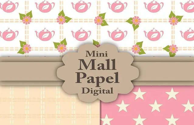 Papel Digital para imprimir - Tea Party - Mini pacote com 3 ... Papel Digital para imprimir - Tea Party - Mini pacote com 3 ...