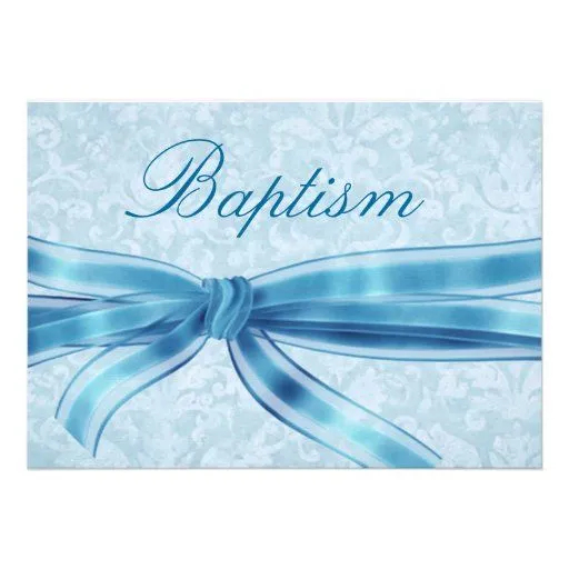 Papel de lino del damasco azul del bautizo del beb invitación ... Papel de lino del damasco azul del bautizo del beb invitación ...