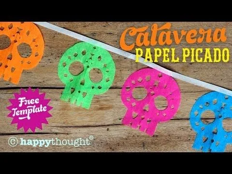 Como hacer papel picado calaveras banderines por el dia de los muertos - YouTube Como hacer papel picado calaveras banderines por el dia de los muertos - YouTube