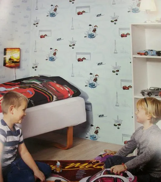 Papel pintado Cars fondo azul - Boutique del Papel Pintado.