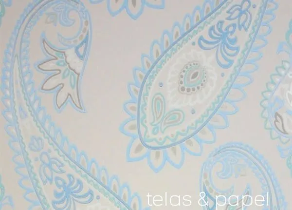 papel pintado con estampado paisley | telas & papel