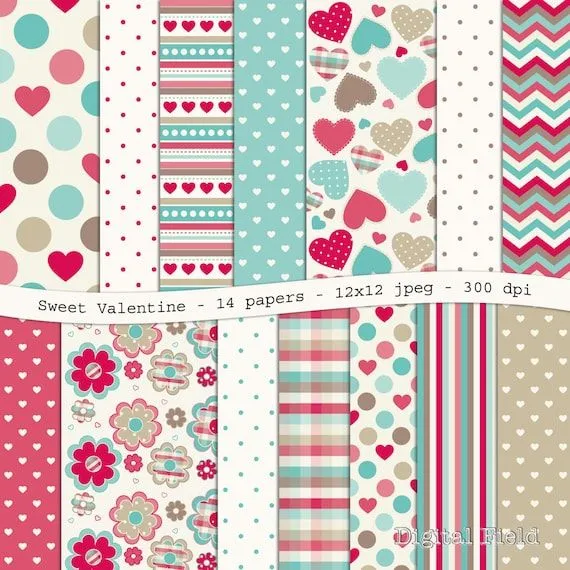 Paquete de papel de scrapbooking digital Sweet por digitalfield Paquete de papel de scrapbooking digital Sweet por digitalfield