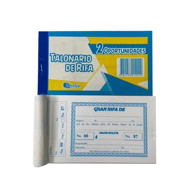 Papelería Modelo - Talonario de Rifa 2 Oportunidades - Domicilios Pereira  Dosquebradas, productos escolares, suministros oficina