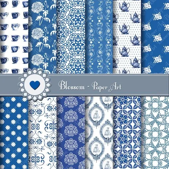 Papeles Digitales en Azul para Imprimir Papeles por blossompaperart Papeles Digitales en Azul para Imprimir Papeles por blossompaperart