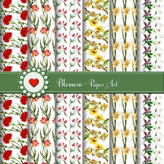 Papeles Digitales de Flores Estampados Papeles por blossompaperart Papeles Digitales de Flores Estampados Papeles por blossompaperart