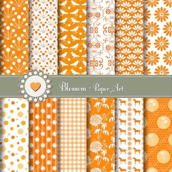 Papeles Digitales Naranja Para imprimir para por blossompaperart Papeles Digitales Naranja Para imprimir para por blossompaperart