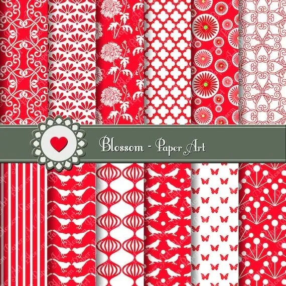 Papeles Digitales en Rojo papeles decorativos por blossompaperart