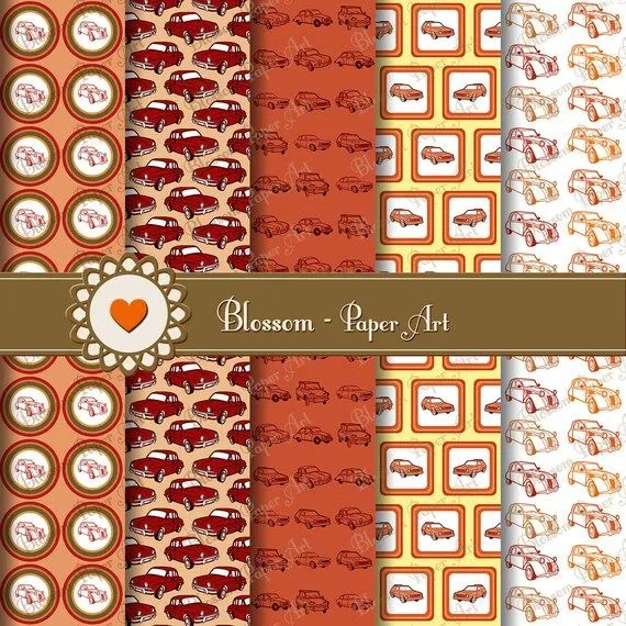 Papeles Digitales Rojos Coches Antiguos Papeles por blossompaperart Papeles Digitales Rojos Coches Antiguos Papeles por blossompaperart