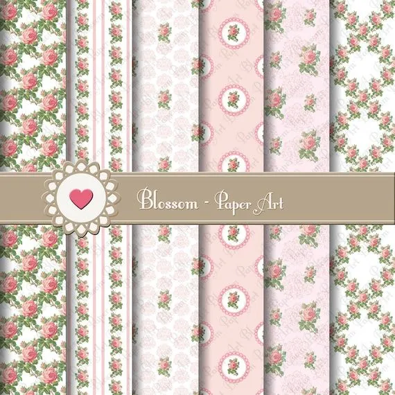 Papeles Digitales Rosas Flores Vintage Papeles por blossompaperart Papeles Digitales Rosas Flores Vintage Papeles por blossompaperart
