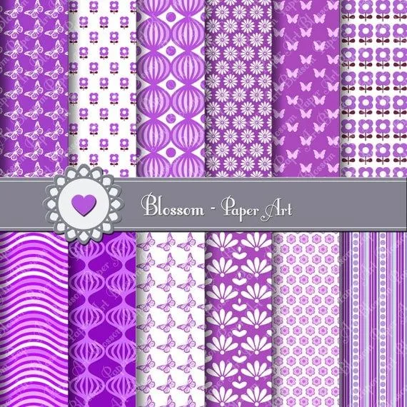 Papeles Digitales Violeta Estampados Papeles por blossompaperart