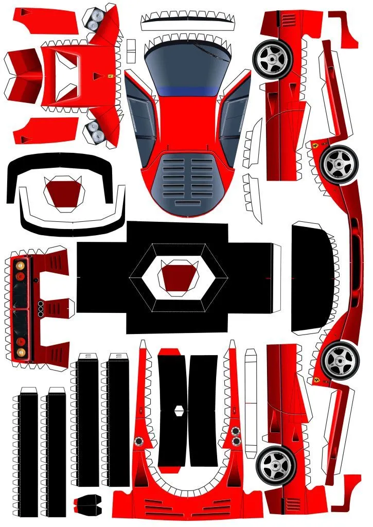 ✂️ Papercraft Ferrari F40 GTE – Plantilla para imprimir gratis ✂️ Papercraft Ferrari F40 GTE – Plantilla para imprimir gratis