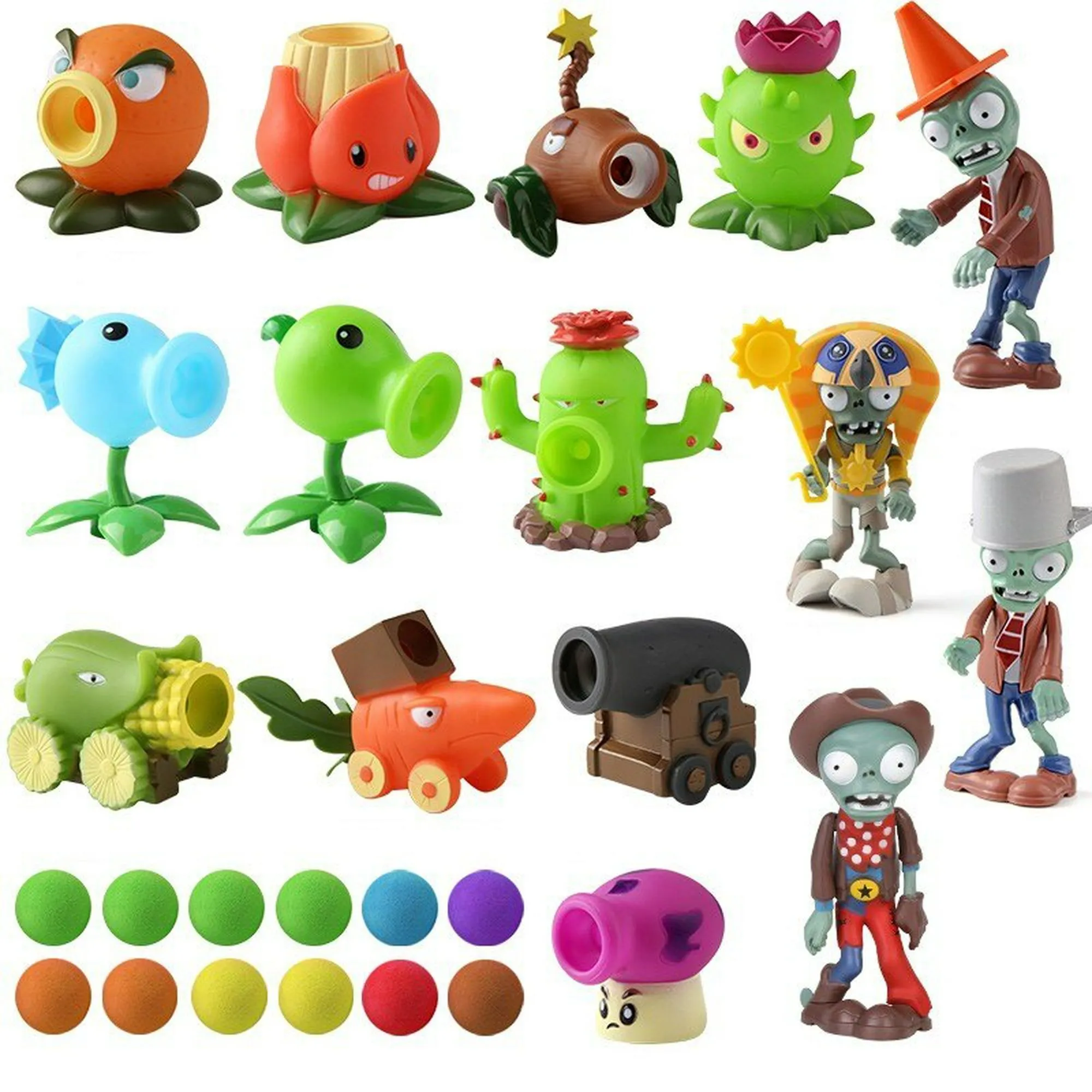 Paquete de 15 niños Plants vs Zombies 2 juguetes de catapulta conjunto de figuras de acción de dibujos animados suaves genuinos juego de lucha de mesa muñecas modelo regalos para niños zhangyuxiang