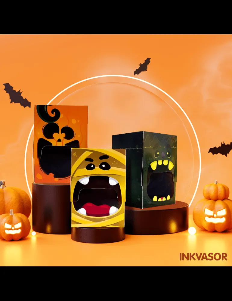 Paquete de Cajas Dulceros Halloween (24 pzs, Tres Diseños) Paquete de Cajas Dulceros Halloween (24 pzs, Tres Diseños)