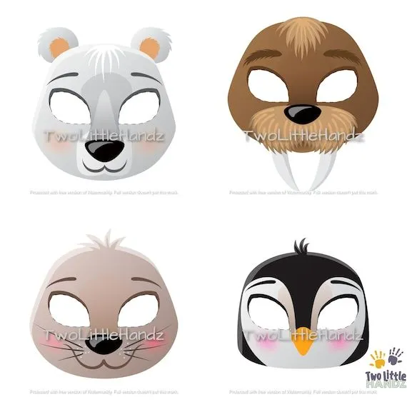 Paquete de máscaras de animales árticos / Máscaras de animales - Etsy España Paquete de máscaras de animales árticos / Máscaras de animales - Etsy España