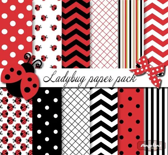 Paquete de papel digital de mariquita. 12 por AngelinaWorks en Etsy Paquete de papel digital de mariquita. 12 por AngelinaWorks en Etsy