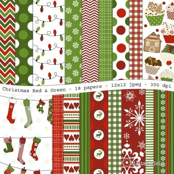 Paquete de papel Navidad scrapbooking digital 18 por digitalfield