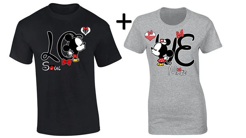 Par a juego camiseta de Mickey Minnie besar amor camisetas pareja ...