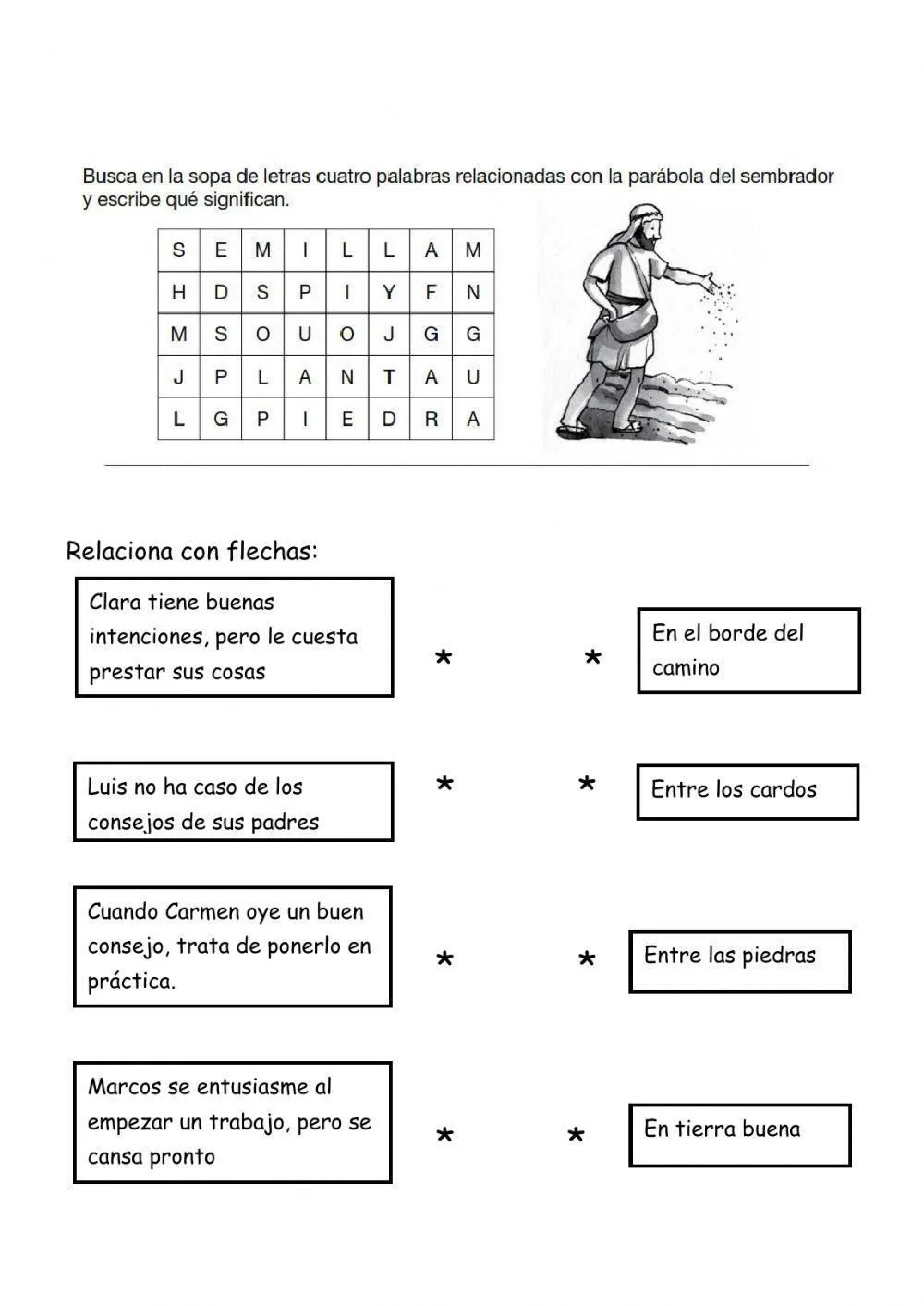 PARÁBOLA DEL SEMBRADOR interactive worksheet | Live Worksheets PARÁBOLA DEL SEMBRADOR interactive worksheet | Live Worksheets