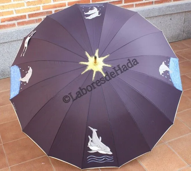 Paraguas decorado con delfines | LaboresdeHada #Paraguas pintados ... Paraguas decorado con delfines | LaboresdeHada #Paraguas pintados ...