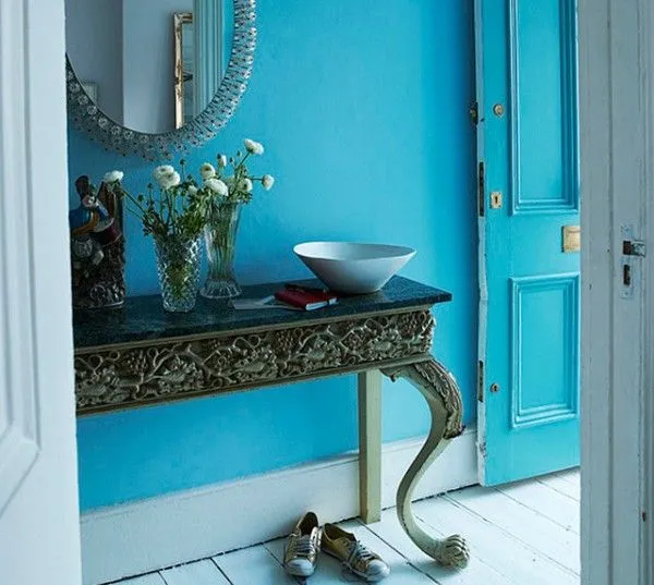 Paredes de color azul en interior y exterior : PintoMiCasa. Paredes de color azul en interior y exterior : PintoMiCasa.