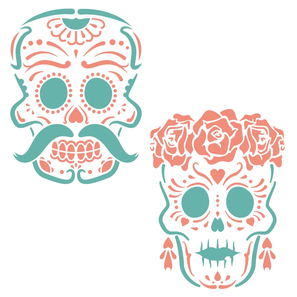PAREJA DE CALAVERITAS -Stencil, plantilla decorativa – SD Stencils Decorativos PAREJA DE CALAVERITAS -Stencil, plantilla decorativa – SD Stencils Decorativos